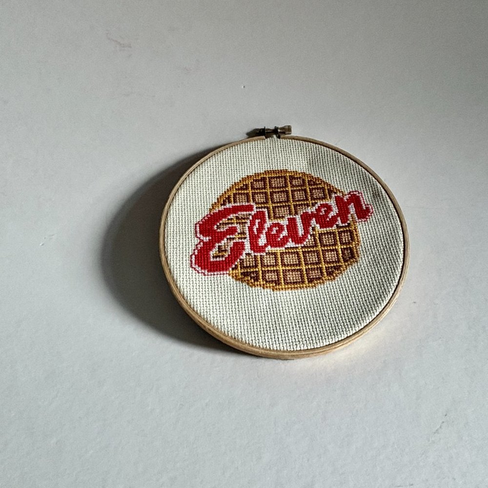 Stranger Things Eleven Waffle Cross Stitch Wall Hanging Decor - Picture 2 of 5